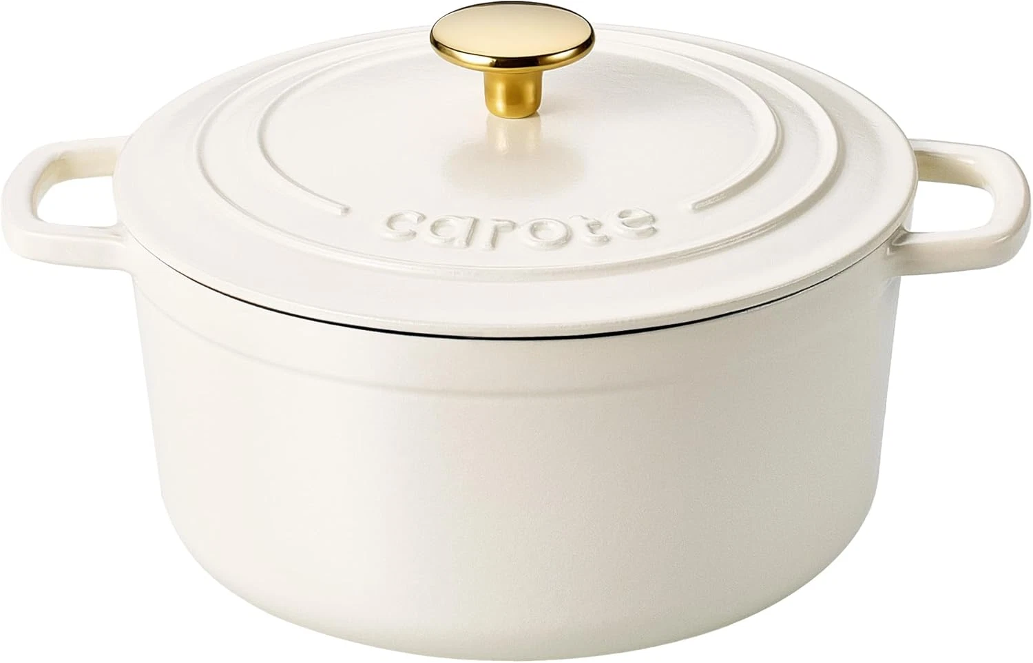 7QT Enameled Cast Iron Dutch Oven, Non-Toxic, Oven Safe, Cream White