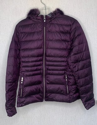 Per Una Women's coat Feather and Down puffa fue edge hood Size 14
