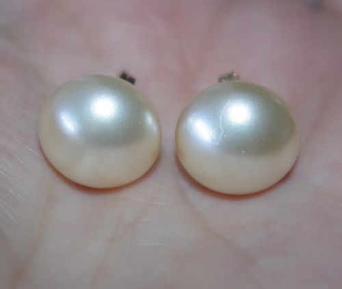 Orecchini a Borchie Cupola Rotonda Maiorca Perla Vintage Qualità 14mm - Foto 5 di 12