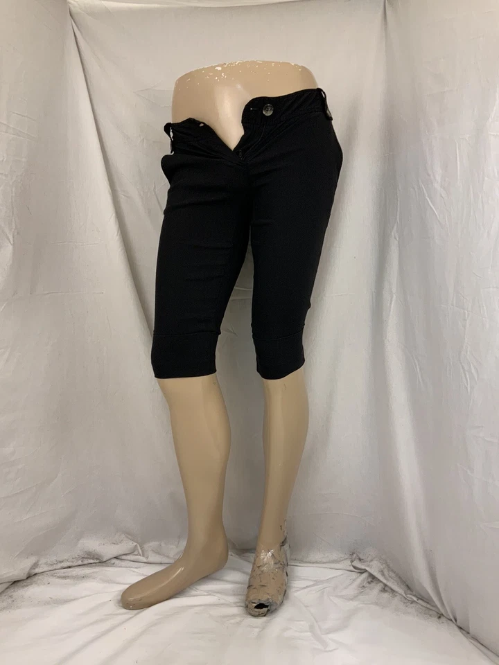 Pantalones Cortos Theory Talla 2 Negro Lino Viscosa Elastizados Debajo de la Rodilla Como Nuevos YGI U1-679 Foto 2 de 4