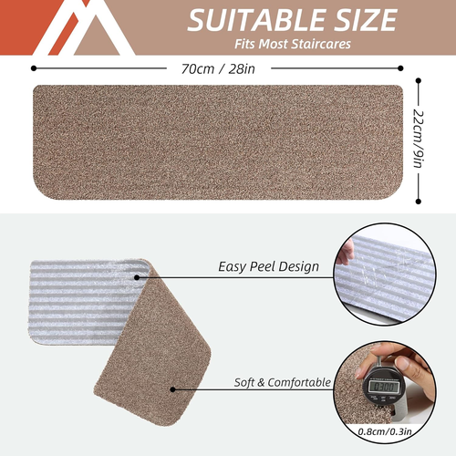 Stair Treads Non-Slip Carpet Mat 28Inx9In Indoor Stair Runners for Wooden Steps, - Picture 3 of 9