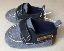 Infant Newborn Boys Blue Denim Look Boat Shoes Size 0-3 Months Children's Place