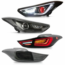 Headlights w/DEMON EYES + SMOKED Taillights for Elantra 11-16 Sedan 13-14 Coupe