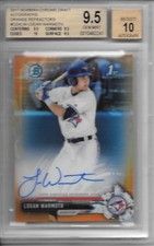 2017 Bowman Chrome LOGAN WARMOTH ORANGE REFRACTOR AUTO RC /25 BGS 9.5 GEM MINT!