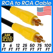RCA Composite Cable Single RCA to RCA Audio Video Cord Speaker Subwoofer Cable