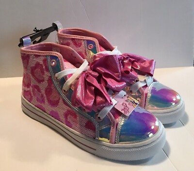 Nickelodeon JoJo Siwa Pink Leopard Sequin High-top Sneakers w/Bow, Size  M-001