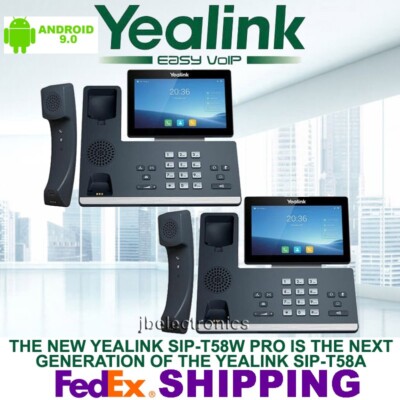 YEALINK SIP-T58W PRO IP PHONE WIFI BLUETOOTH ANDROID - 2 PHONES