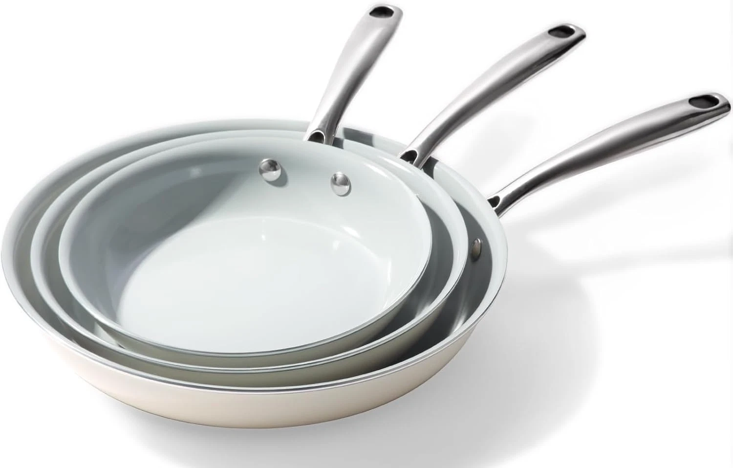 Ceramic Nonstick Frying Pans Set - 3 Sizes, Healthy & Safe Cooking Skillets