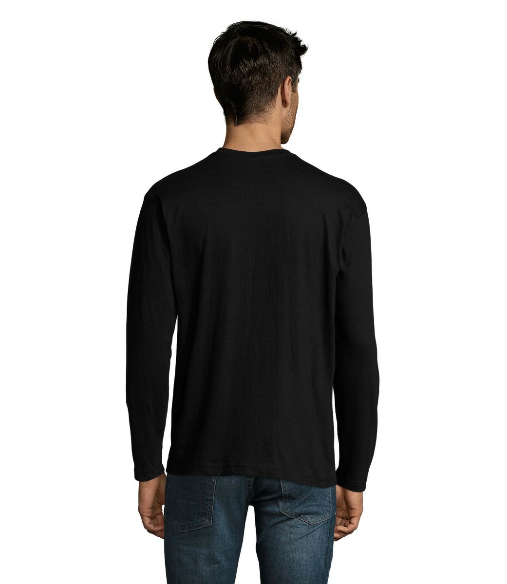 Mens Long Sleeve T-Shirt 100% Cotton Plain Crew Round Neck