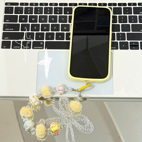 Fashion Fur Ball Beaded Phone Chain Keychain Creative Anti Lost Phone Lanyard - 第 5/19 張圖片