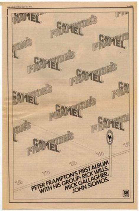Peter Frampton Camel LP advert 1973 RS-ADFG