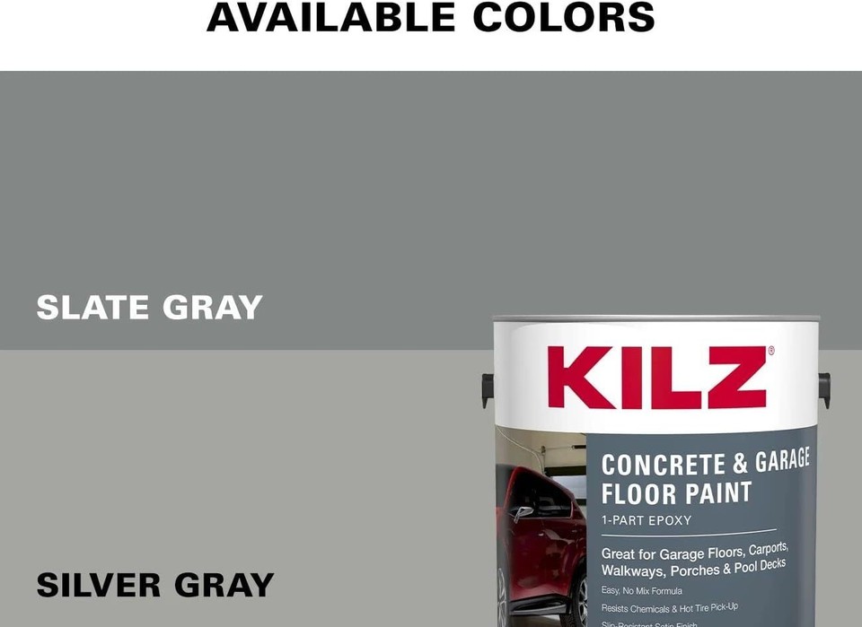 KILZ 1Part Epoxy Acrylic Concrete and Garage Floor Paint, Interior