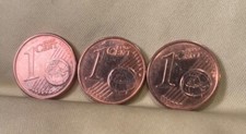 Gem 3 Coin Set- Italy 2010 /Spain 2005 /Austria 2002 -1 Cent Euro Cents