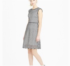 J Crew Dress Womens 0 Punched-Out Eyelet Sheath Black & White B9452 #78
