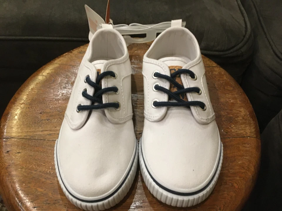 NUEVO Gymboree Niños 12 Blanco Cordones Lona Informales Barco Zapatos Tenis Ret $33 Foto 2 de 4