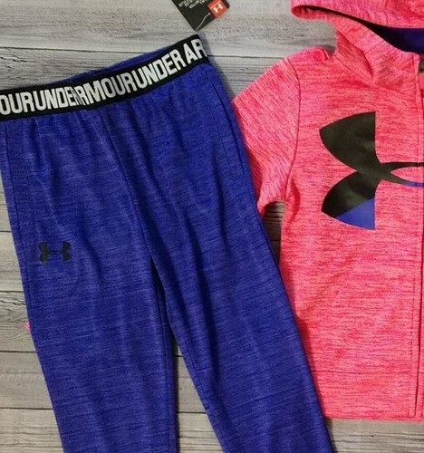 New! Girl's UNDER ARMOUR Pink Purple Zip Hooded Sweatshirt & Pants Outfit Size 5 - Picture 4 of 4
