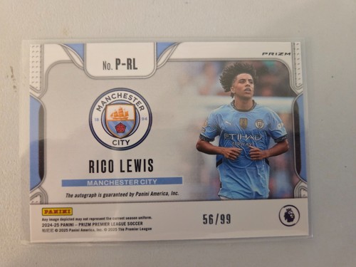 Rico Lewis Penmanship Auto Argento 56/99 2024-25 Panini Prizm EPL - Foto 2 di 2