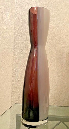 Purple/Cream White Hand Blown Art Glass Vase Two Tone Margie's Garden California - Picture 2 of 9