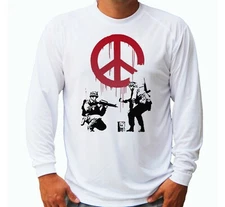 Banksy Street Art Peace Soldiers Long Sleeve UPF 30 T-Shirt Boat UV Protection