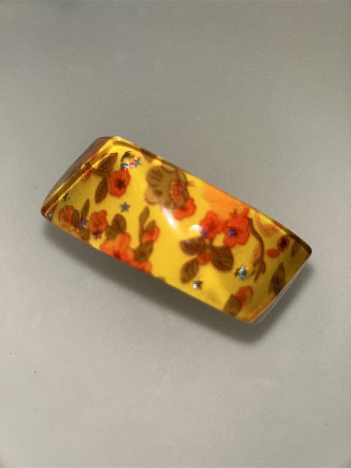Translucent Floral Lucite Square Bangle Bracelet … - image 1