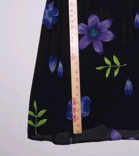 Tessuto Dress Large Sleeveless 90s Vtg Dark Floral Sleeveless Midi Black Purple - Picture 6 of 11