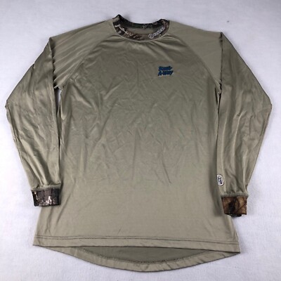 Hunter's Specialties Shirt Mens Large Beige Crewneck Long Sleeve Silver  thread