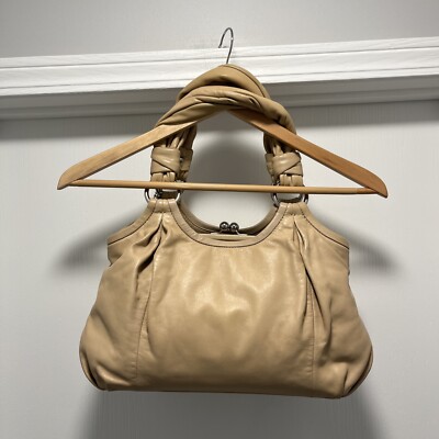 Coach Taupe Shoulder Bag Purse Parker 13437 Hobo Kiss Lock Leather  