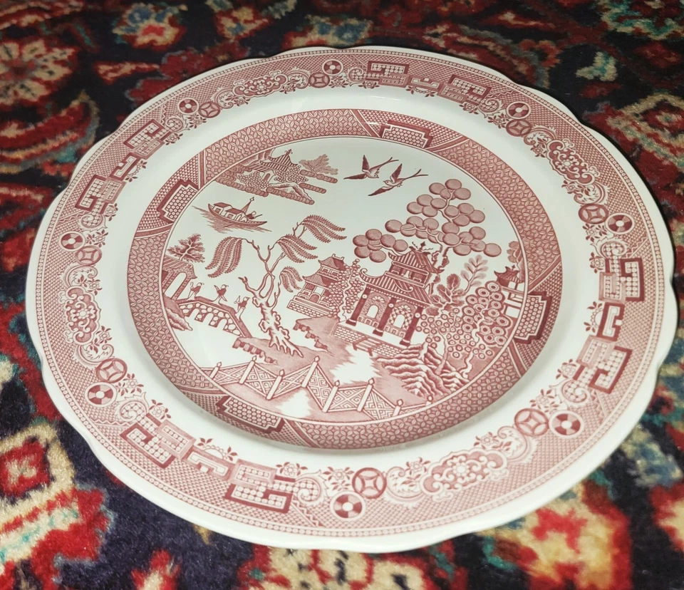 Spode England Archive Collection Georgian Series Willow Dinner Plate 10.5” Red - Image 4 of 4