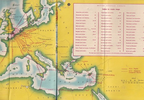 BEA British European Airlines - International Route Maps 1952 - Rotte Aeree - Picture 3 of 5