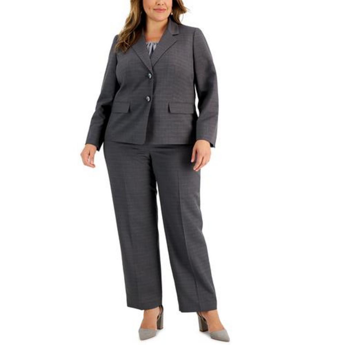Le Suit Женские серые тканые брюки в клетку для работы плюс 20W BHFO 2064