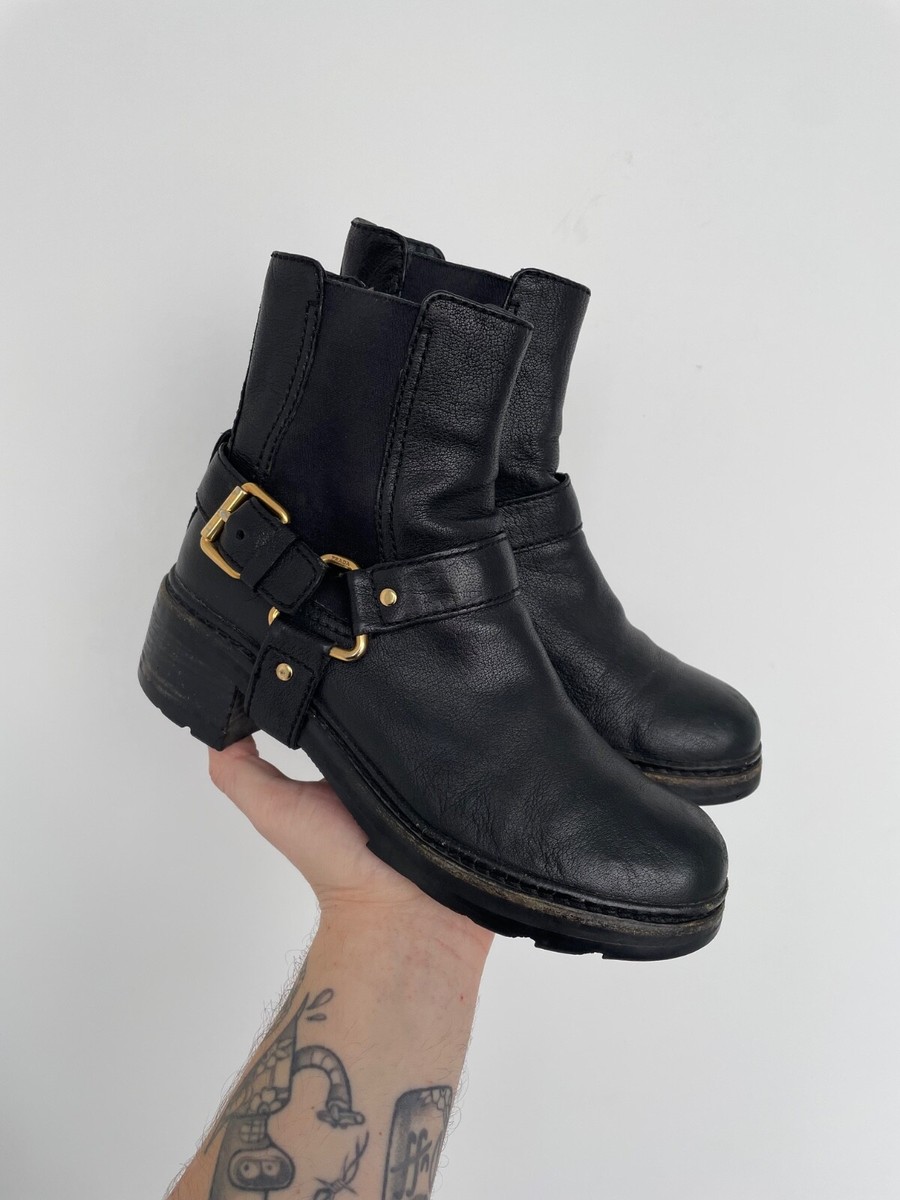 PRADA Biker Ankle Motorcycle Leather Boots Size EU 38,5 | eBay