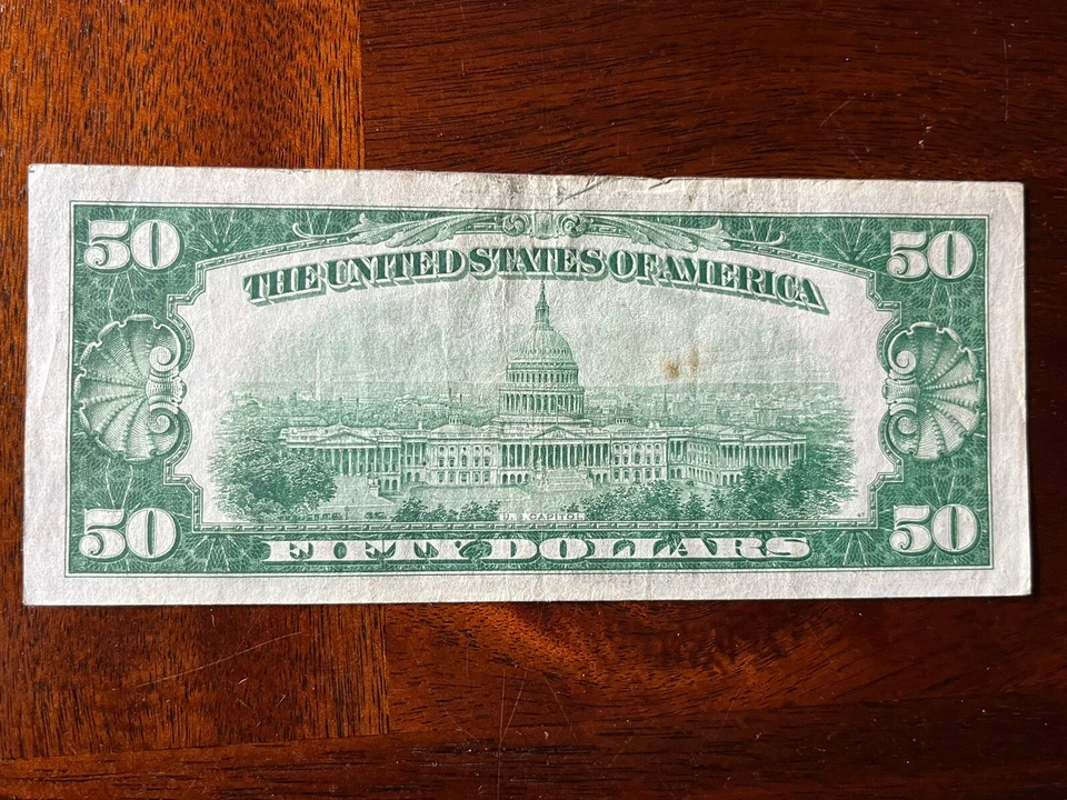  1934 Green Federal Reserve Note $50 Fifty Dollar Bill New York. - Image 4 of 4