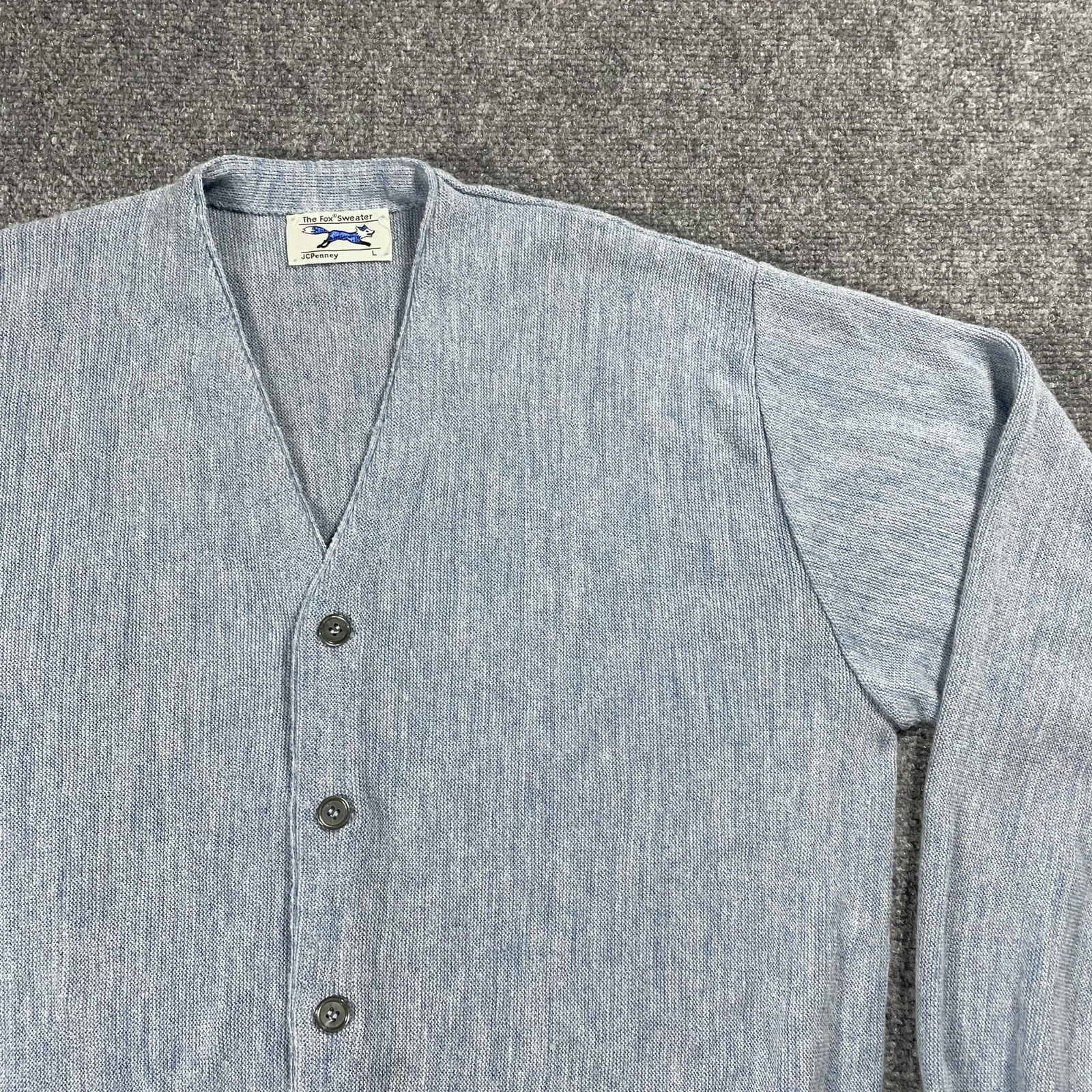 VINTAGE 70s The Fox Sweater JCPenney Mens Large Blue … Gem