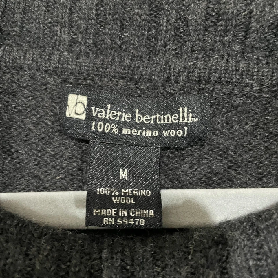 Valerie Bertinelli 100% Merino Wool Cowl Neck Sweater M Dark Gray Short Sleeve - Image 3 of 4