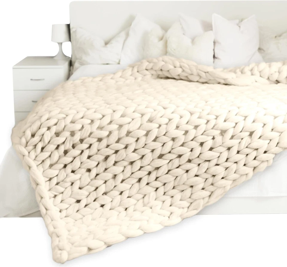 Коренастый вязаный шениль плед 50 x 60 уютный для гостиной диван, диван домашний декор - Изображение 2 из 4