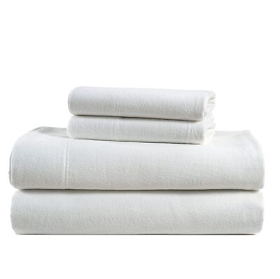 LANE LINEN 100% Cotton Flannel Sheets Set - White Flannel Sheets King Size, 4...
