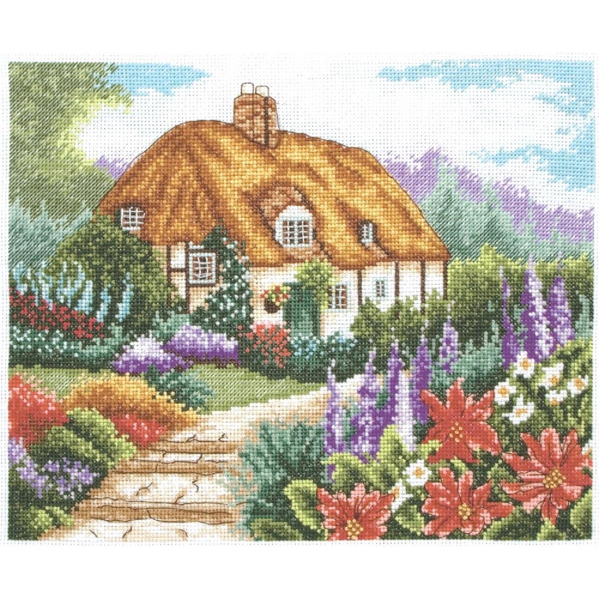 Anchor counted Cross Stitch kit ""Cottage Garden In Bloom"", DIY