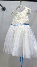Flower Girl Dress Size 4 Ivory Knee Length Tulle Skirt with Flower Lace Top
