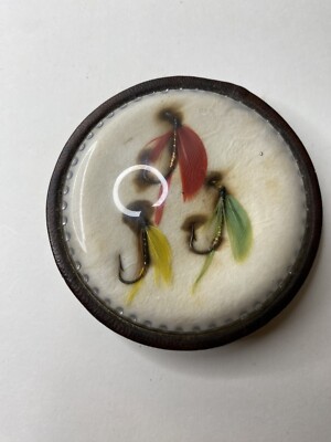 Antique Paperweight 1920 s Fishing Rooster Tails Robinson Milling Selina KS