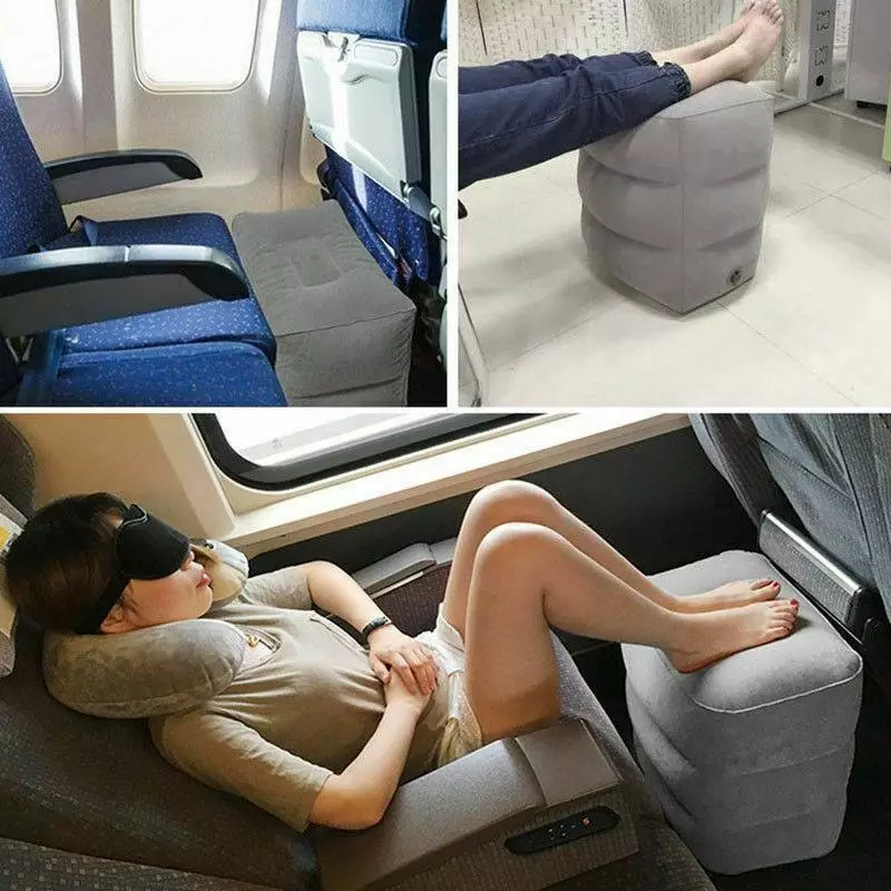 Inflatable Travel Footrest Leg Foot Rest Air Plane Pillow Pad Kids Bed  Portab-_`