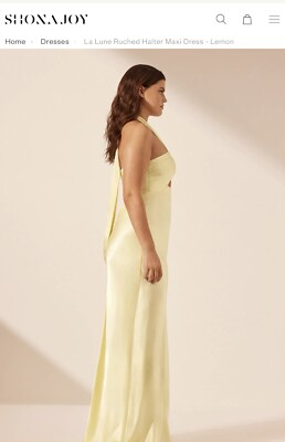Shona Joy La Lune Ruched Halter Maxi Dress - Lemon | eBay