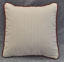 Corded Square Pillow made w Ralph Lauren Cold Spring Red Pinstripe Fabric 12"