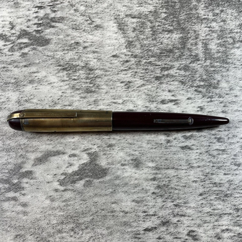 Antique Eversharp Skyline Burgundy Fountain Pen W/14K Gold Cap (Not Tested) - Imagem 2 de 4