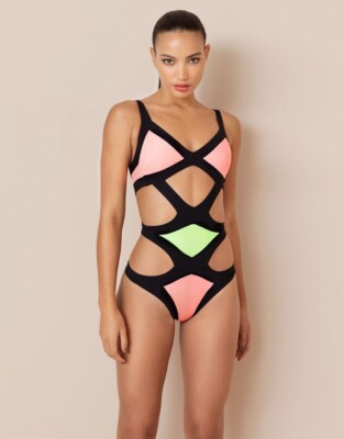 Agent Provocateur ⭐︎ 水着 タグ付き Agent Provocateur Mazzy Pink Green Swimsuit AP3 Medium NWT | eBay