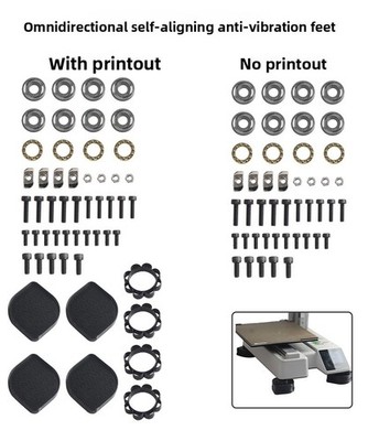 3D printer omnidirectional self-aligning anti-vibration feet