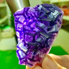 89G Inner Mongolia Natural Fluorite Purple Edged Cube Crystal Mineral Specimen