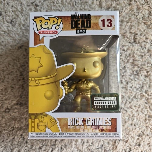 Funko Pop The Walking Dead Gold Rick Grimes 13 Supply Drop Exclusive