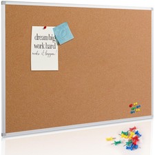 Large Cork Board Bulletin Board 48 x 36, Silver Aluminium Framed 4x3 Corkboar...