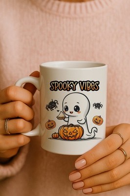 Spooky Vibes Tasse Halloween Trick or Treat Teetasse Tasse Geschenk Brauen Herbstgeschenk