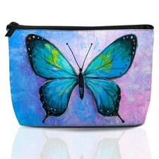 Makeup Bag Blue Butterfly Cosmetic Bags for Women Mini Portable Abstract